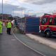 Emergency services respond after lorry overturns on Manchester Road