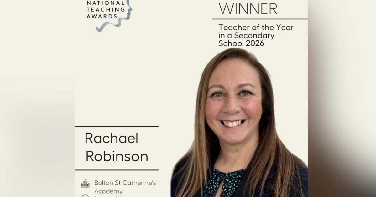 Bolton St Catherine's Academy teacher honoured with Pearson Award