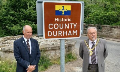 Historic County Durham-Yorkshire boundary marked with signs