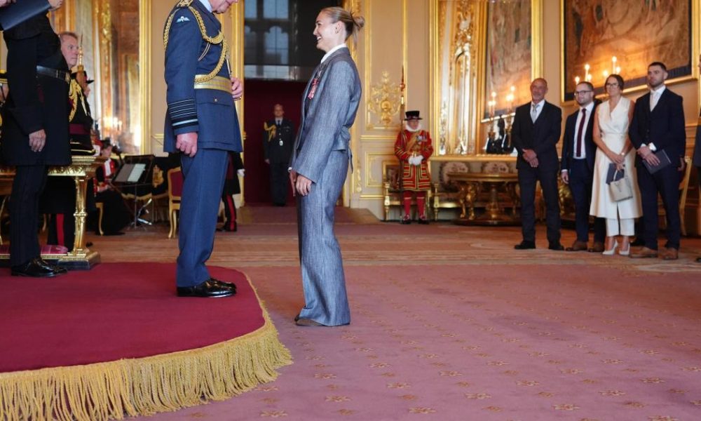 Georgia Stanway receives MBE from King Charles III at Windsor Castle
