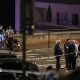 Police near the scene of the blast late at night on a Monaco street
