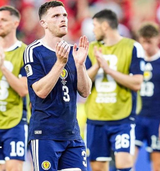 Andy Robertson applauds after Scotland's loss to Morocco