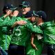 Ireland celebrate taking a wicket against India