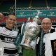 John Kear (r) celebrates Hull FC's Challenge Cup final win over Leeds in Cardiff in 2005 with captain Richard Swain