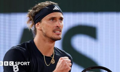 Alexander Zverev celebrates at the 2026 French Open