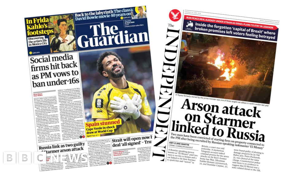 'Social media firms hit back' and 'Arson attack on Starmer linked to Russia'