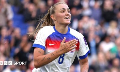 Georgia Stanway celebrates scoring for England v Ukraine in a Women's World Cup qualifier
