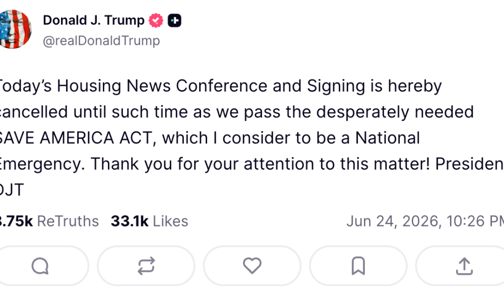 Donald Trump is refusing to sign the new housing bill