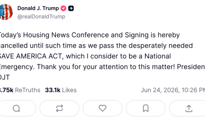 Donald Trump is refusing to sign the new housing bill