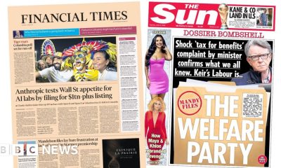 'Mandelson files lay bare frustration' and 'The welfare party'