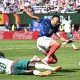 Senegal's Sadio Mane challenges France's Kylian Mbappe in the penalty area leading to a VAR review