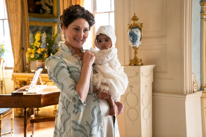 Violet Bridgerton holds her grandson August ― another baby name that's been steadily rising.