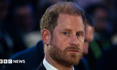 Prince Harry, Duke of Sussex, delivers a speech during the Kyiv Security Forum on 23 April 2026 in Kyiv, Ukraine.