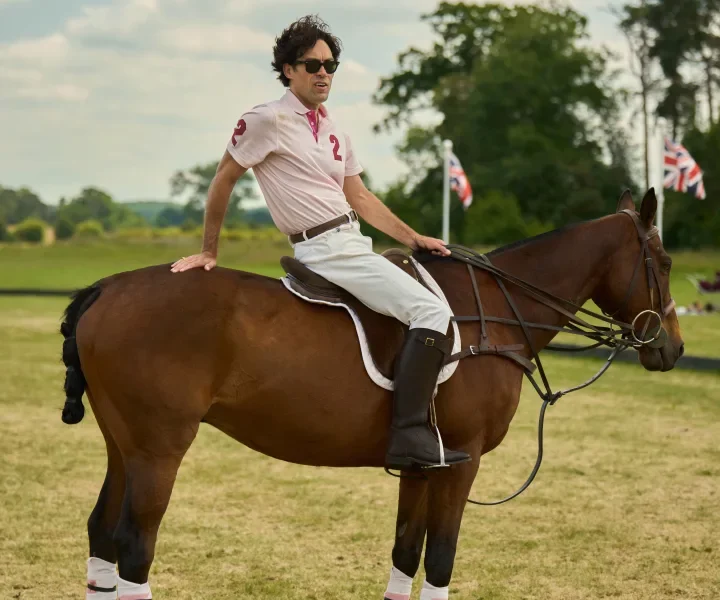 Alex Hassell on the set of Rivals season two