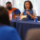 The author speaking at a New York City Council convening for youth mental health, discussing technology and service provision.