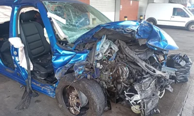Jenny Everson's car after the collision on a 50mph road.
