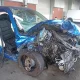 Jenny Everson's car after the collision on a 50mph road.