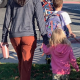 The author walking her children into school on their first day.