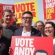 Andy Burnham stands with supporters during the launch of his campaign as Labour's candidate for the Makerfield by-election in Makerfield, England, Friday, May 22, 2026.(AP Photo/Ian Hodgson)