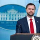 Vice President JD Vance is seen during a news conference Thursday, announcing the start of the 60-day period for U.S.-Iran talks.