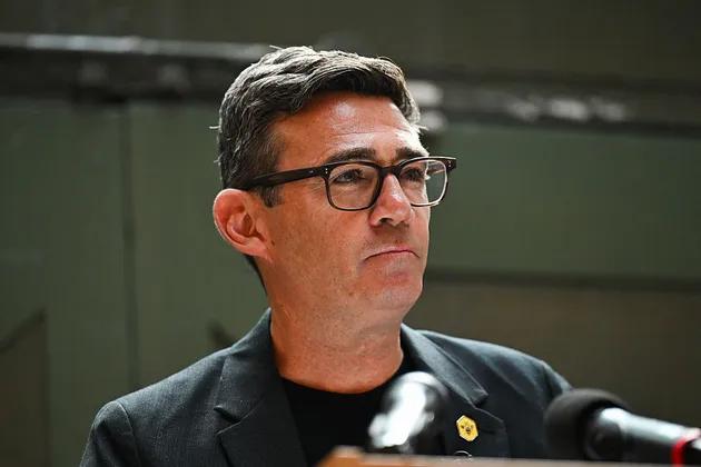 Andy Burnham, UK lawmaker, delivers a speech at the People's History Museum in Manchester, UK, on Monday, June 29, 2026.