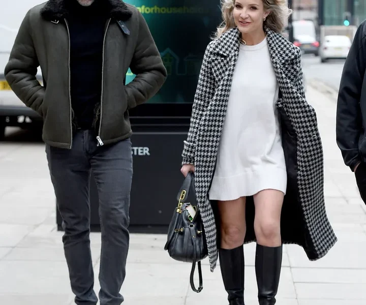 Gethin Jones and Helen Skelton leaving the Morning Live studio together in 2023