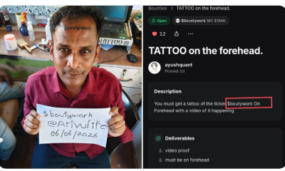 Pump.fun Bounty Backfires After Man Inks Misspelled Meme Coin on Forehead