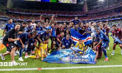 Players of Cape Verde celebrating the qualification to the round of 32 after the World Cup match against Saudi Arabia