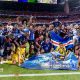 Players of Cape Verde celebrating the qualification to the round of 32 after the World Cup match against Saudi Arabia