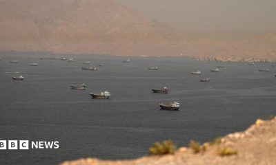 Vessels in the Strait of Hormuz, as seen from Oman on June 18, 2026.
