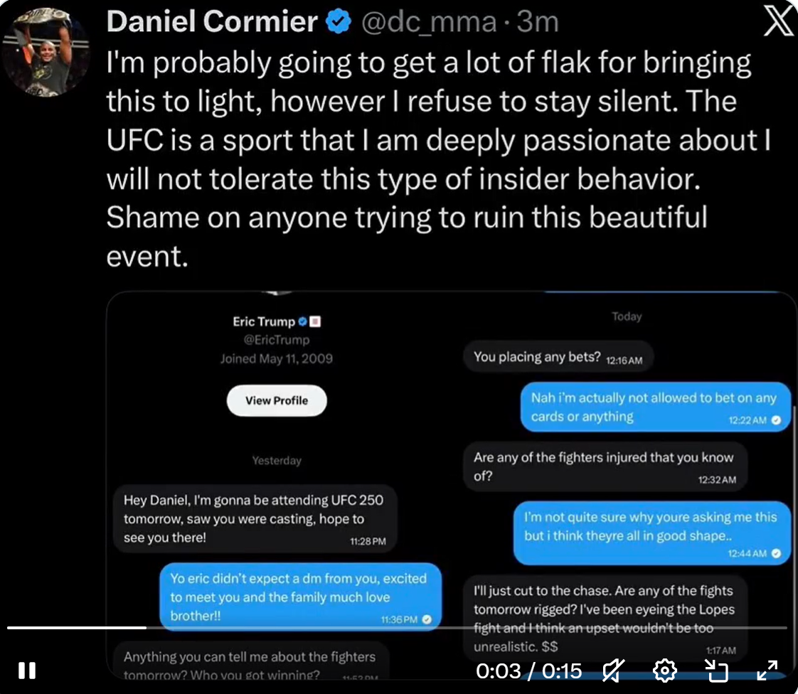 Alleged Leaked Eric Trump Chats About UFC