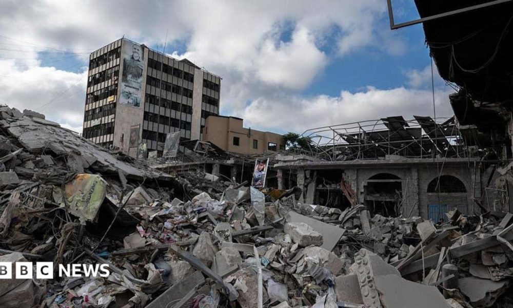 Damage by Israeli airstrikes in the centre of Nabatieh on June 26, 2026 in Nabatieh, Lebanon.