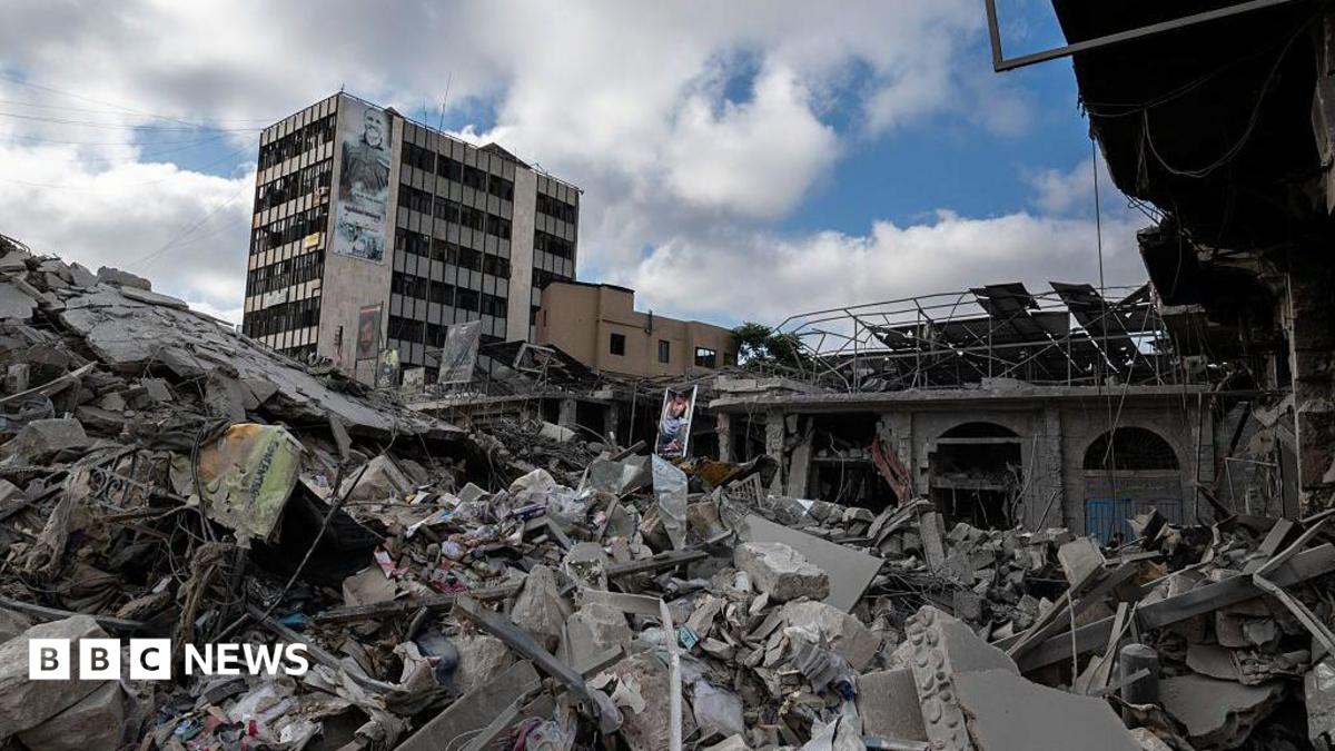 Damage by Israeli airstrikes in the centre of Nabatieh on June 26, 2026 in Nabatieh, Lebanon.