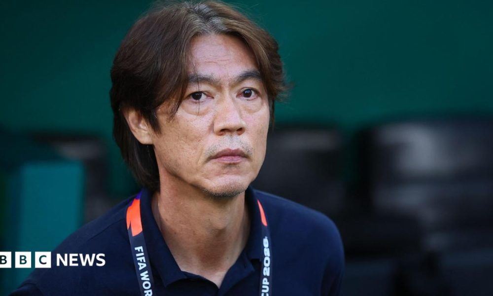 South Korea coach Hong Myung-bo before the match with South Africa
