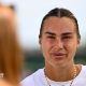 Aryna Sabalenka talks to the media