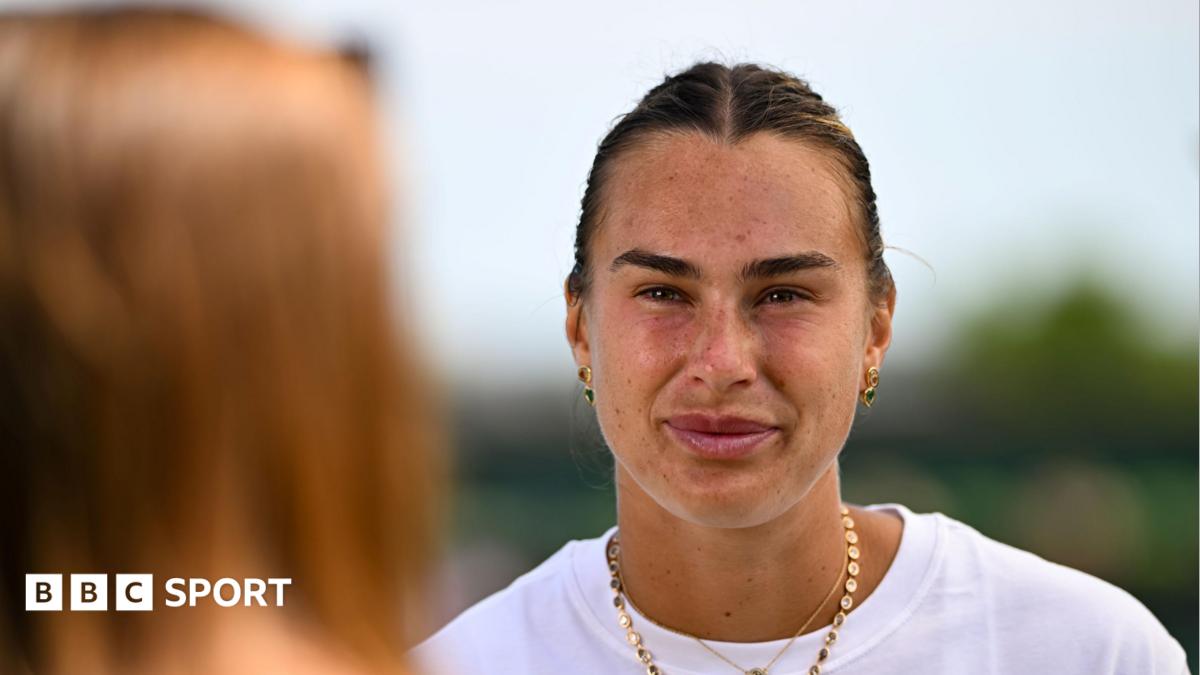 Aryna Sabalenka talks to the media