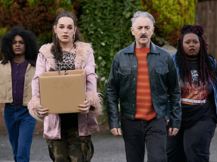 Four of the Tip Toe characters walk forwards in two rows - one holds a box at the front. The show ended during Pride Month on 7 June 2026