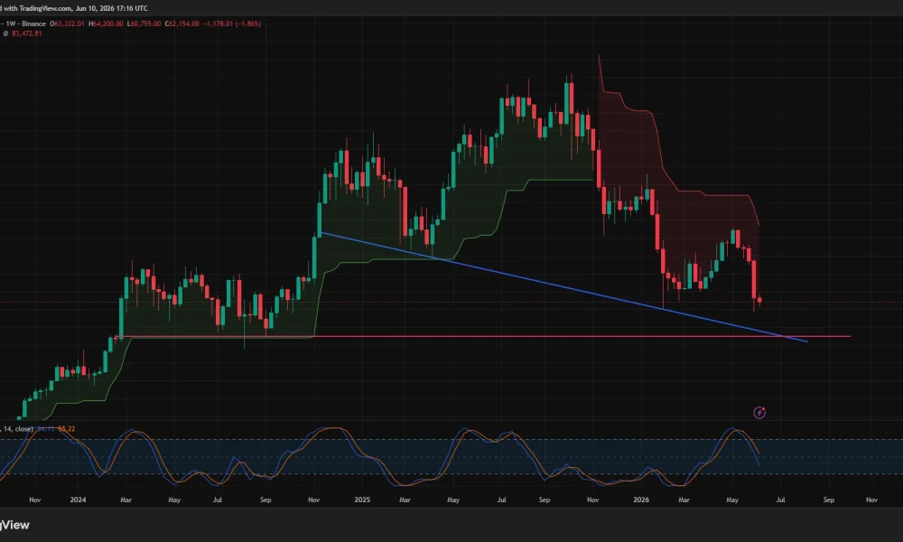 Bitcoin weekly price chart.