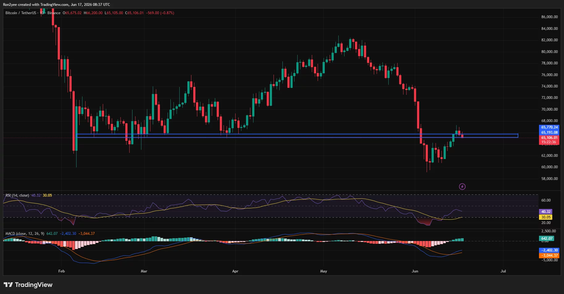 Bitcoin daily price chart.