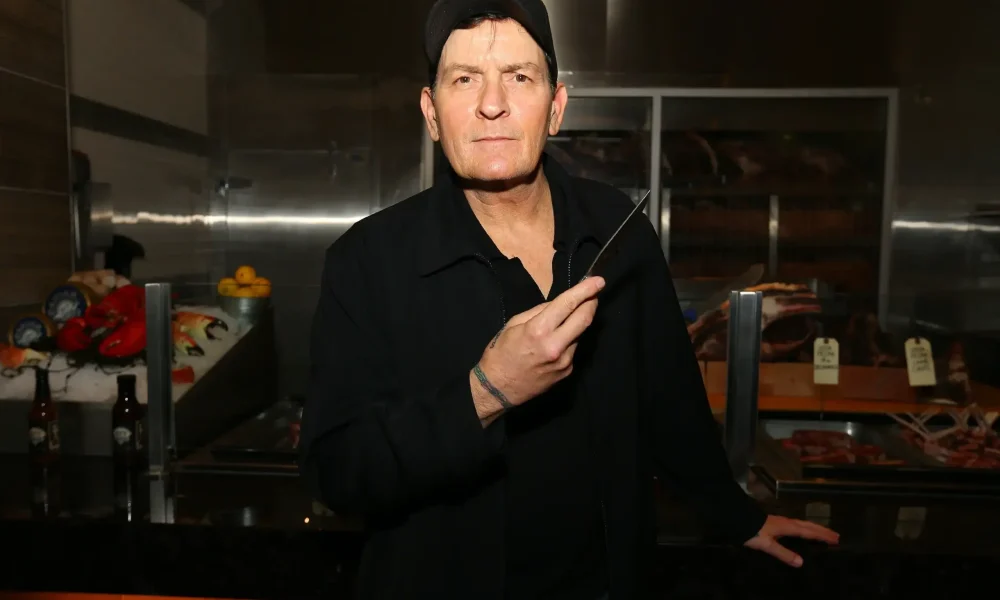 Charlie Sheen is presented with his personally engraved knife at NYY Steak inside Seminole Casino Coconut Creek, in Coconut Creek Florida.