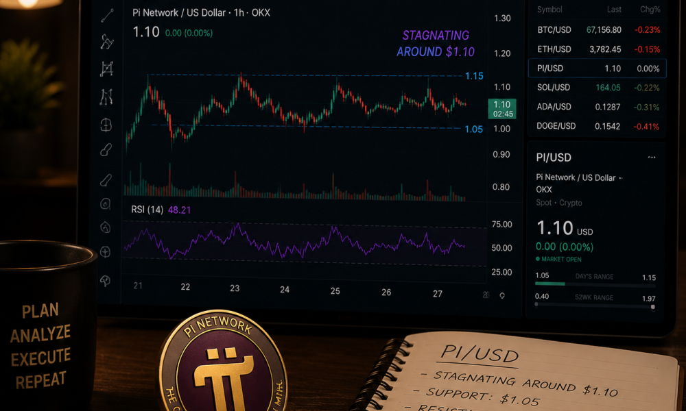 The PI token consolidating around $0.125.