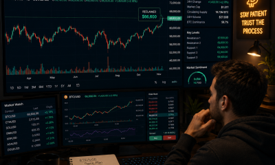 A trader analyzing Bitcoin as it approaches $67k.
