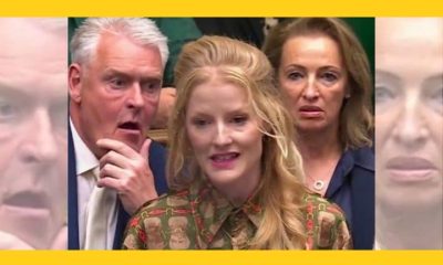 Lee Anderson and Sarah Pochin of Reform UK staring at Hannah Spencer