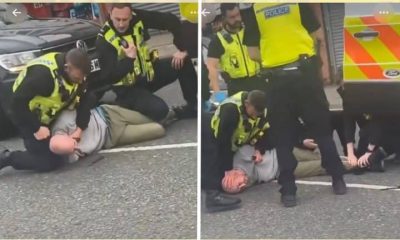 Images of the police violently arresting a man