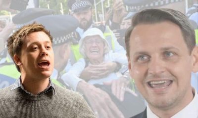 Owen Jones, Mike Tapp, and police arresting a Palestine Action supporter