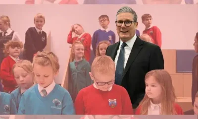 Save the children. Keir Starmer in a room full of children
