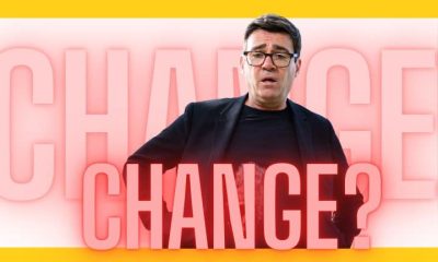 Andy Burnham staring at the word 'CHANGE'