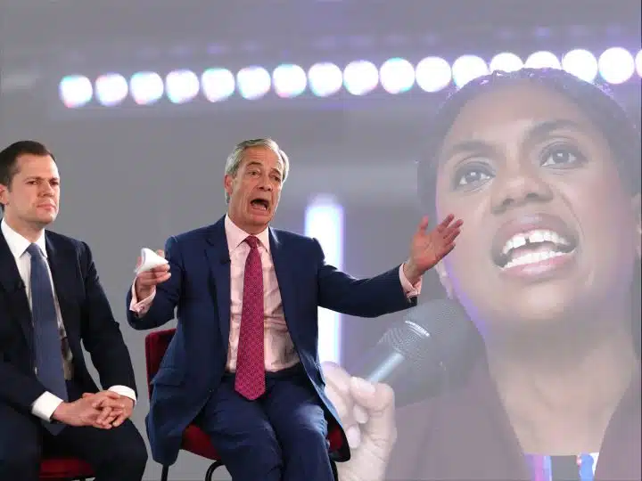 Robert Jenrick and Nigel Farage of Reform, and Kemi Badenoch