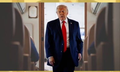 Donald Trump looking tired on Air Force One