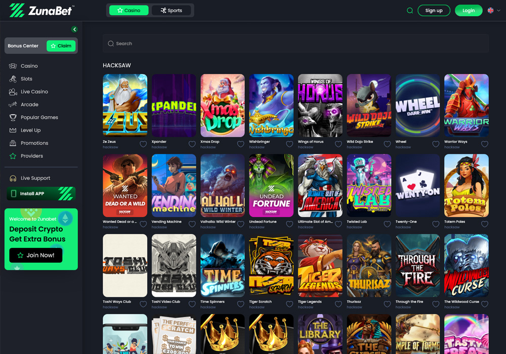 Hacksaw Gaming At ZunaBet